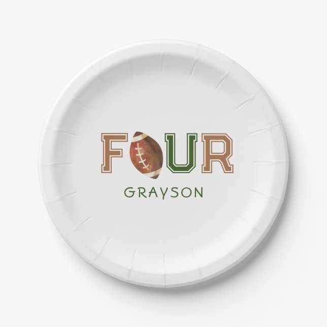 Plato De Papel Fiesta del cuarto cumpleaños de Huddle Up (Anverso)