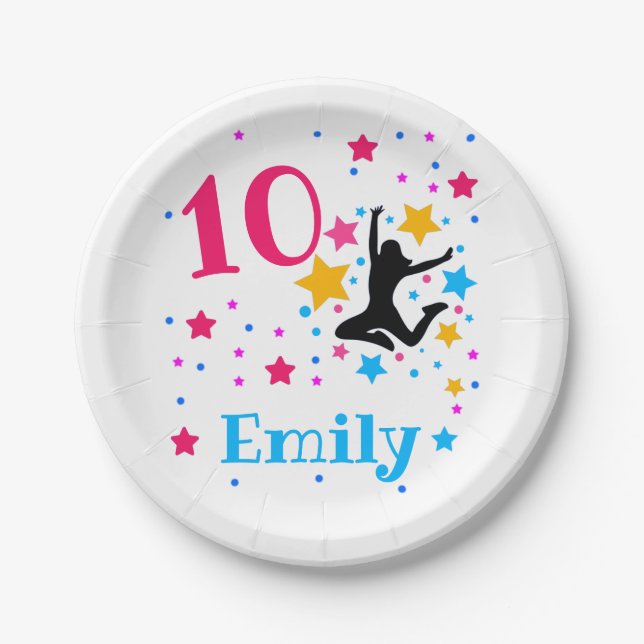 Plato De Papel Fiesta del cumpleaños de Bonza Jump Trampoline   (Anverso)