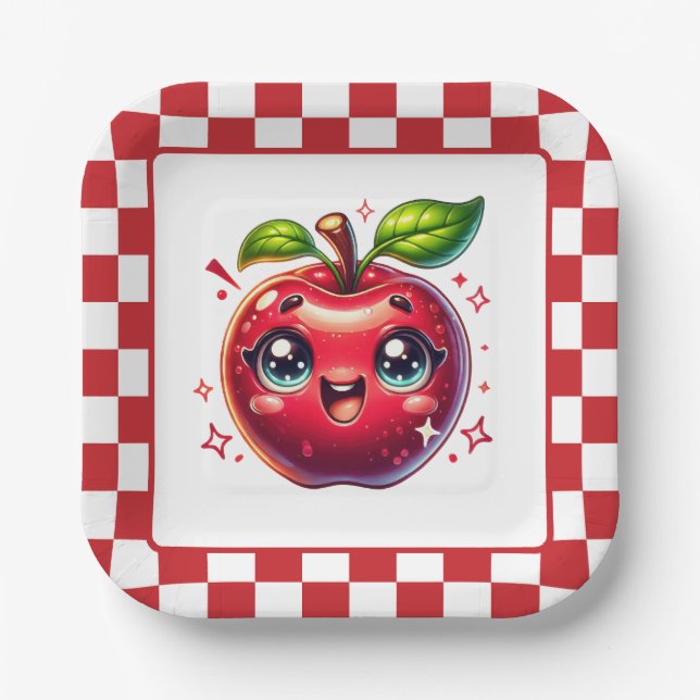 Plato De Papel Fiesta del festival Cute Aple (Anverso)