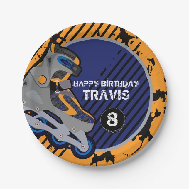 Plato De Papel Fiesta del hockey del rodillo placa de papel de 7 (Anverso)