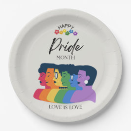 Plato De Papel Fiesta del mes del Orgullo LGBTQ de color de agua