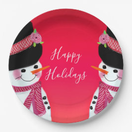 Plato De Papel Fiesta del muñeco de nieve adorable