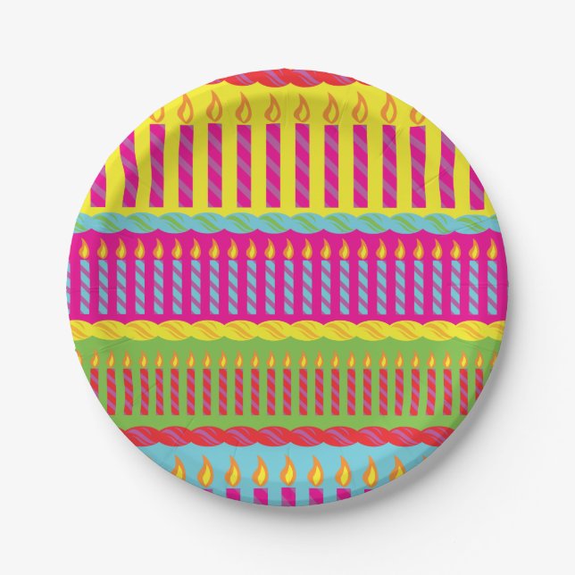 Plato De Papel Fiesta del pastel de cumpleaños (Anverso)