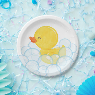 Plato De Papel Fiesta del pato de caucho acuarela