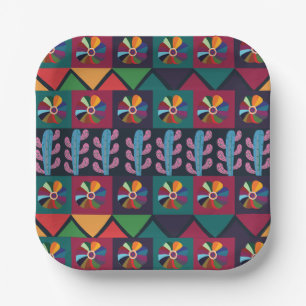 Plato De Papel Fiesta del patrón de arte mexicano Cinco De Mayo