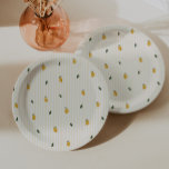 Plato De Papel Fiesta del patrón de limón de Dainty<br><div class="desc">Patrón de limón y hojas delgadas,  placas de papel fiesta.</div>