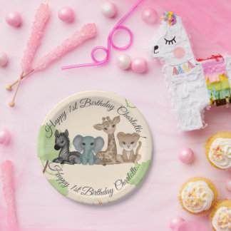 Plato De Papel Fiesta del primer cumpleaños de Cuddle