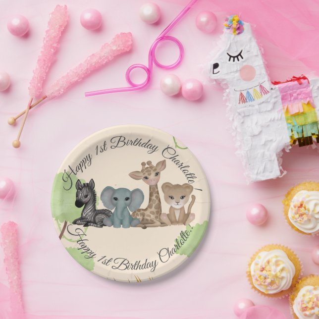 Plato De Papel Fiesta del primer cumpleaños de Cuddle (Fiesta)