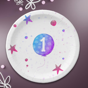 Plato De Papel Fiesta del primer cumpleaños de Cute Baby Girl