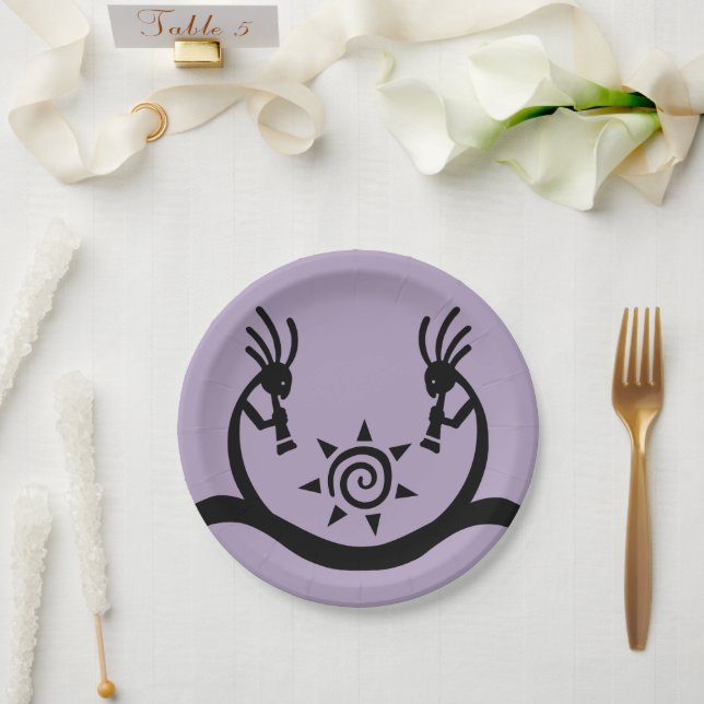 Plato De Papel Fiesta del Sol Kokopelli del Suroeste (Boda)