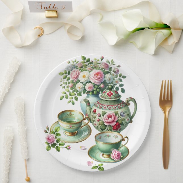Plato De Papel Fiesta del Té de Primavera (Boda)