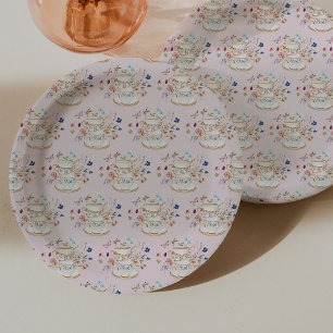 Plato De Papel Fiesta del Té Rosa Despedida de Soltera