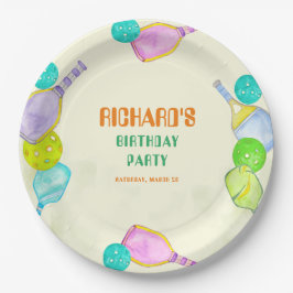 Plato De Papel Fiesta Deportivo Acuarela Baloncesto Temático Cump