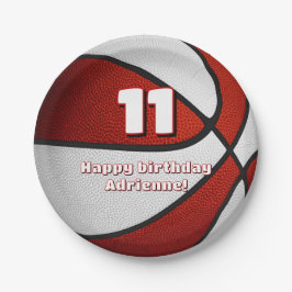 Plato De Papel fiesta deportivo de chicas rojos de baloncesto bla