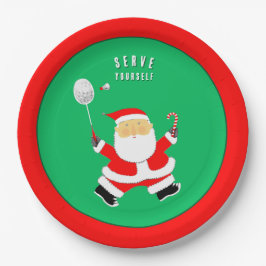 Plato De Papel Fiesta deportivo de Navidades de Badminton