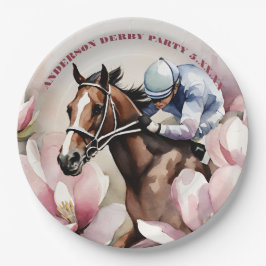 Plato De Papel Fiesta Derby de Watercolor Jockey Race