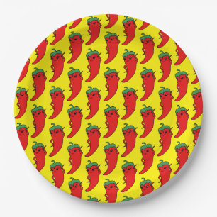 Plato De Papel Fiesta Despedida de Soltera Kawaii Pimiento Rojo P