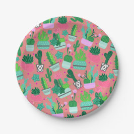 Plato De Papel Fiesta Dulces 16 Patrón de Cactus del Suroeste Ros
