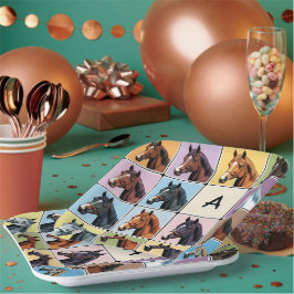 Plato De Papel Fiesta ecuestre temática equina caballo monogramad