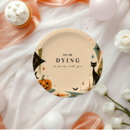 Plato De Papel Fiesta Elegante de Halloween Retro