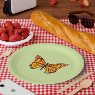 Plato De Papel Fiesta Elegante de Mariposa Monarca