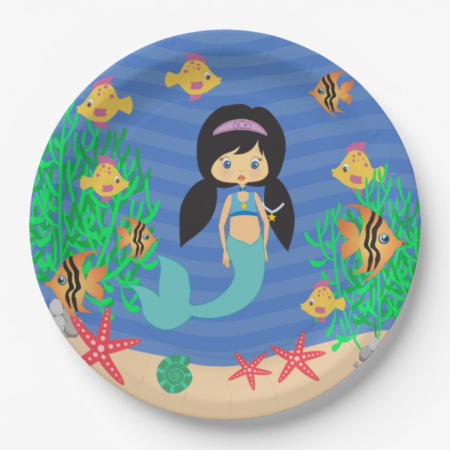 Plato De Papel Fiesta en la piscina de la sirena (Anverso)