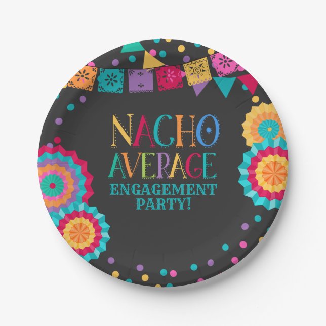 Plato De Papel Fiesta Engagement Party Plate Nacho Fiesta Promedi (Anverso)