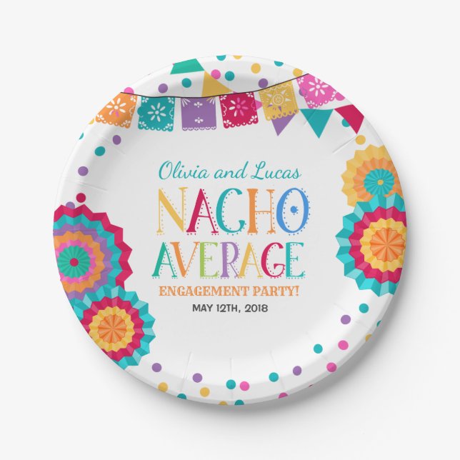 Plato De Papel Fiesta Engagement Party Plate Nacho Fiesta Promedi (Anverso)