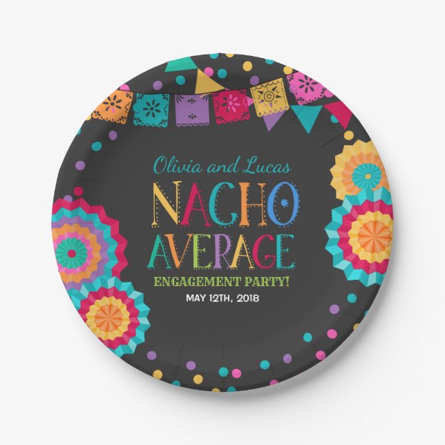 Plato De Papel Fiesta Engagement Party Plate Nacho Fiesta Promedi (Anverso)