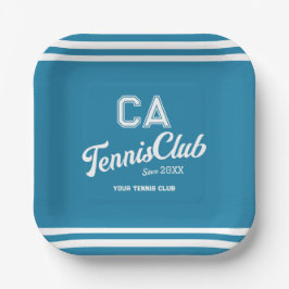 Plato De Papel Fiesta Escudo de Preppy Blue Tennis Club