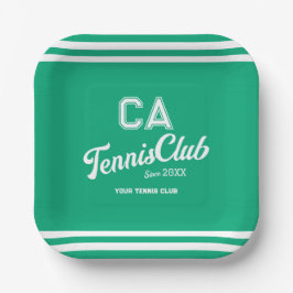 Plato De Papel Fiesta Escudo de Preppy Green Tennis Club