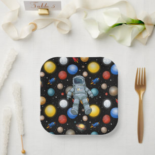 Plato De Papel Fiesta Espacial 