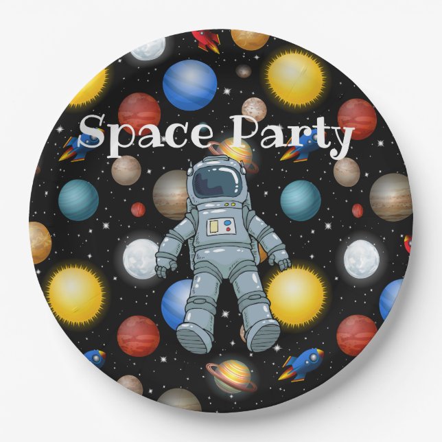 Plato De Papel Fiesta espacial (Anverso)