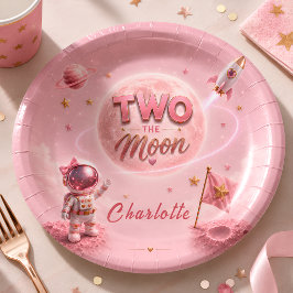 Plato De Papel Fiesta Espacial Rosa