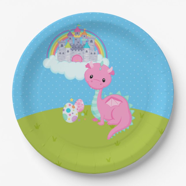 Plato De Papel Fiesta Fantasy Dragon Kids (Anverso)
