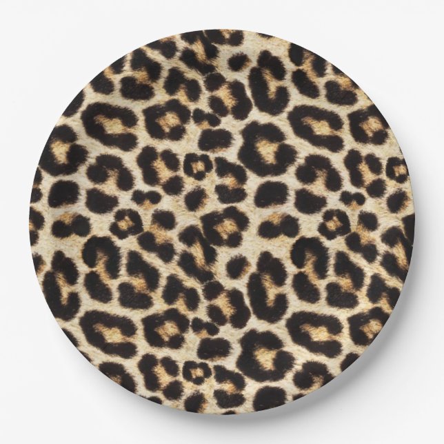 Plato De Papel Fiesta Faux Leopard Fur (Anverso)
