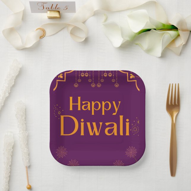 Plato De Papel Fiesta Feliz Diwali  (Boda)
