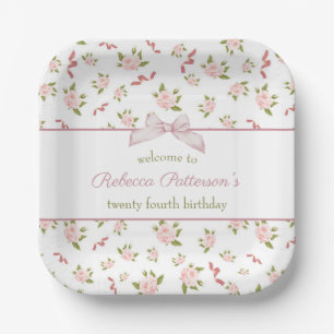Plato De Papel Fiesta Femenina Coquette Vintage Floral Birday