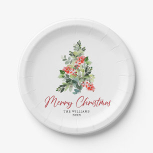 Plato De Papel Fiesta festiva Holly Berry navideña