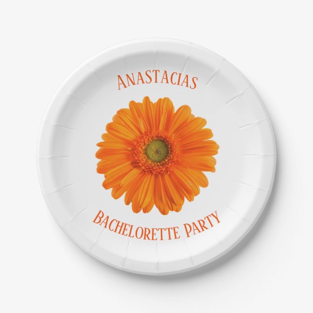 Plato De Papel Fiesta Floral Daisy Bachelorette personalizada (Anverso)