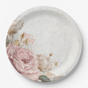 Plato De Papel Fiesta floral de rosas vintage románticas shabby c