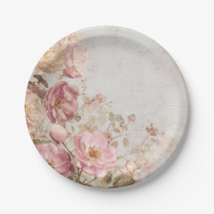 Plato De Papel Fiesta floral de rosas vintage románticas shabby c
