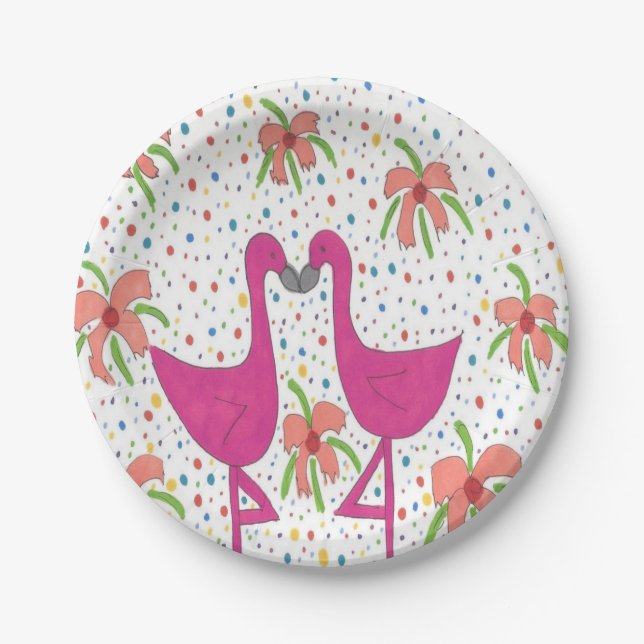 Plato De Papel Fiesta floral del flamenco (Anverso)