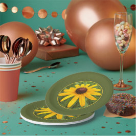 Plato De Papel Fiesta fotográfico Solo Rudbeckia amarillo brillan