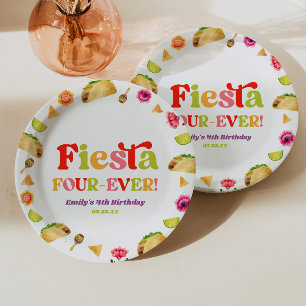 Plato De Papel Fiesta Four-Ever Taco Cumpleaños número 4