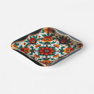 Plato De Papel 💀 🌹 Fiesta Frameware Dia de los Muertos Fiesta