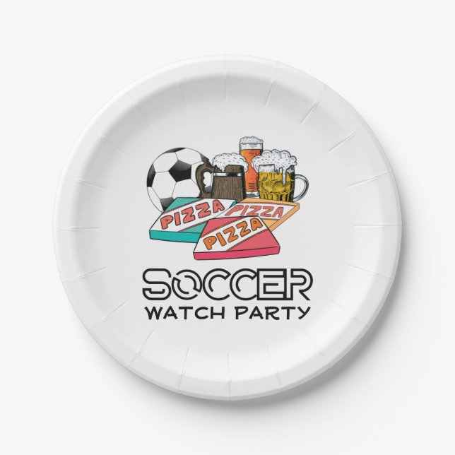 Plato De Papel Fiesta Fútbol Beer Pizza SOCCER WATCH (Anverso)