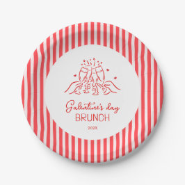 Plato De Papel Fiesta Galentine's Rosa Roja