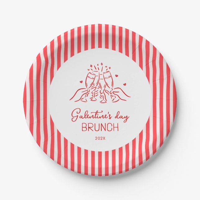 Plato De Papel Fiesta Galentine's Rosa Roja (Anverso)