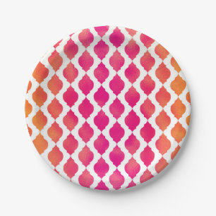 Plato De Papel Fiesta glam árabe marroquí rosa y naranja